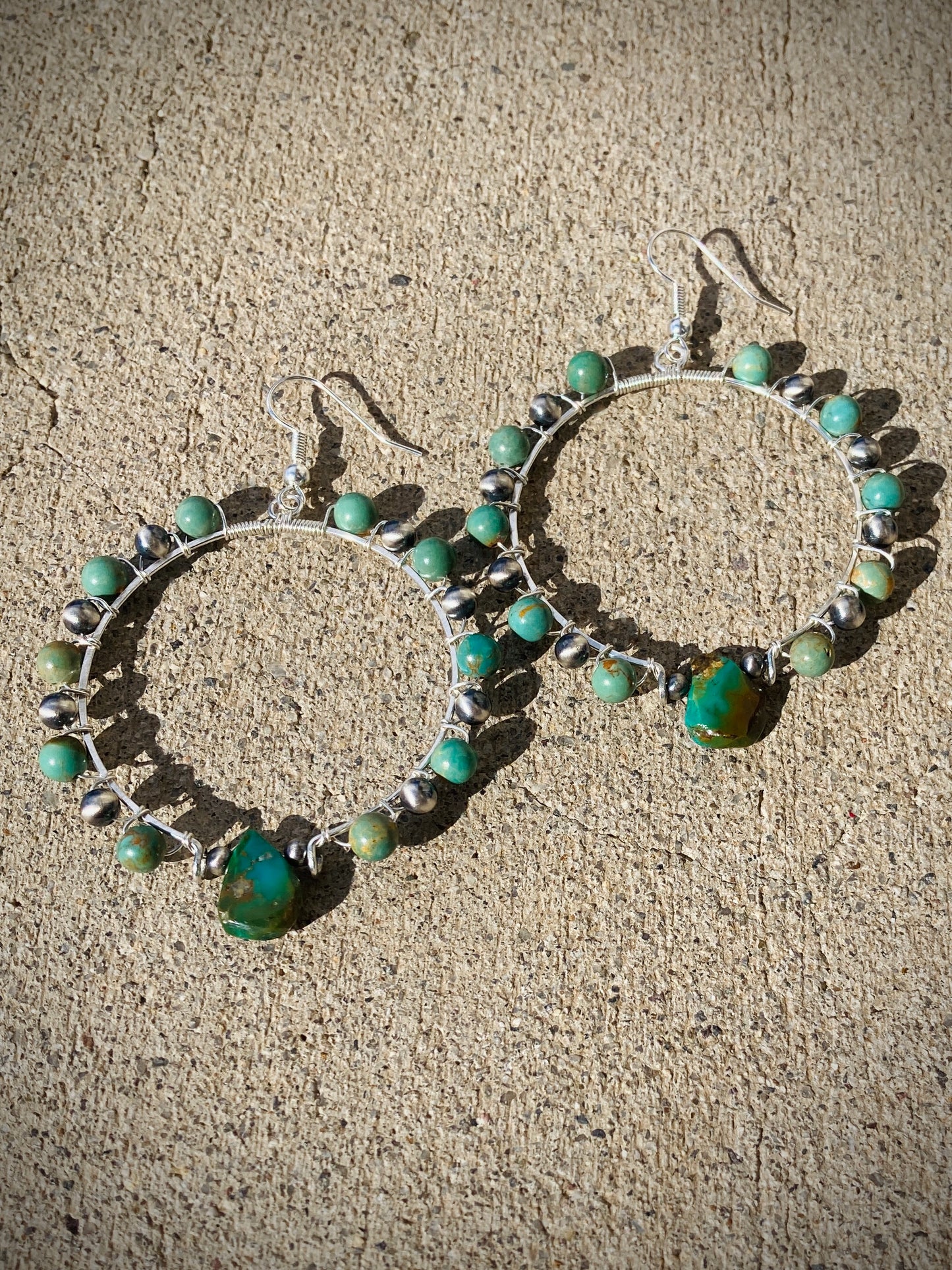 Turquoise Hoops Wrapped