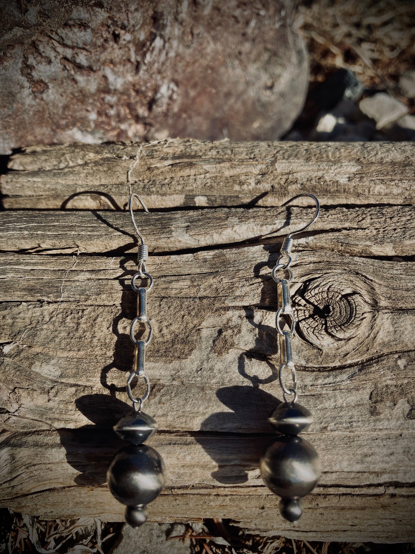 Navajo Pearl Chain Drop Earrings