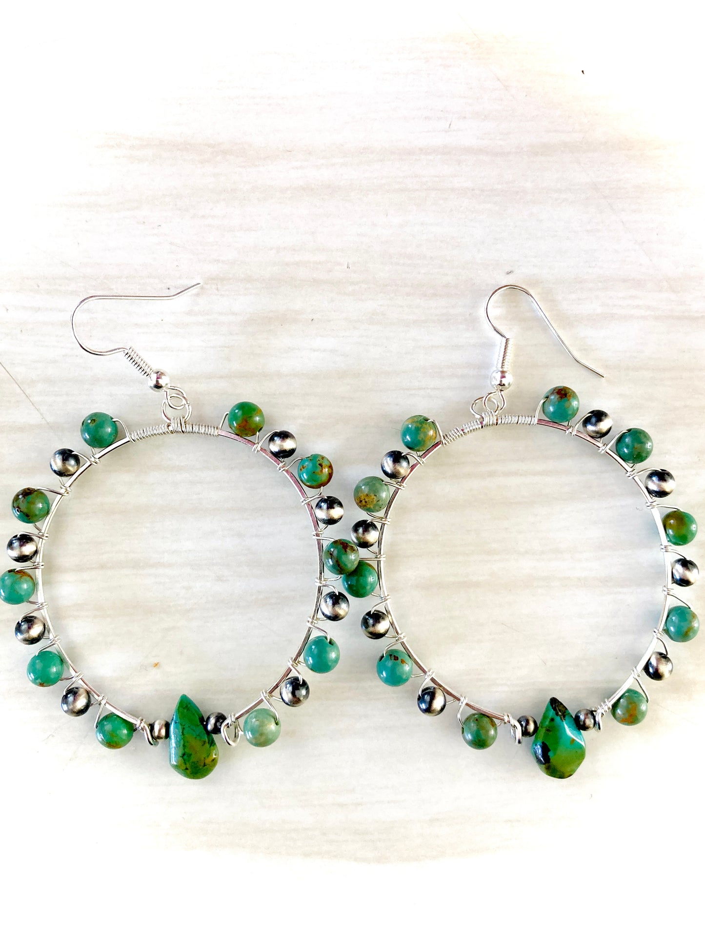 Turquoise Hoops Wrapped