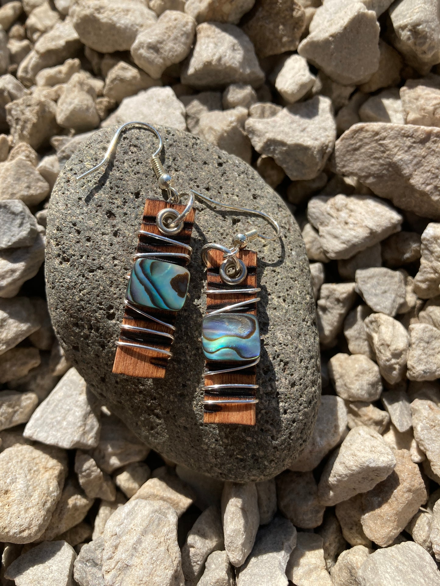 Abalone Wood Burned + Wrapped Earring