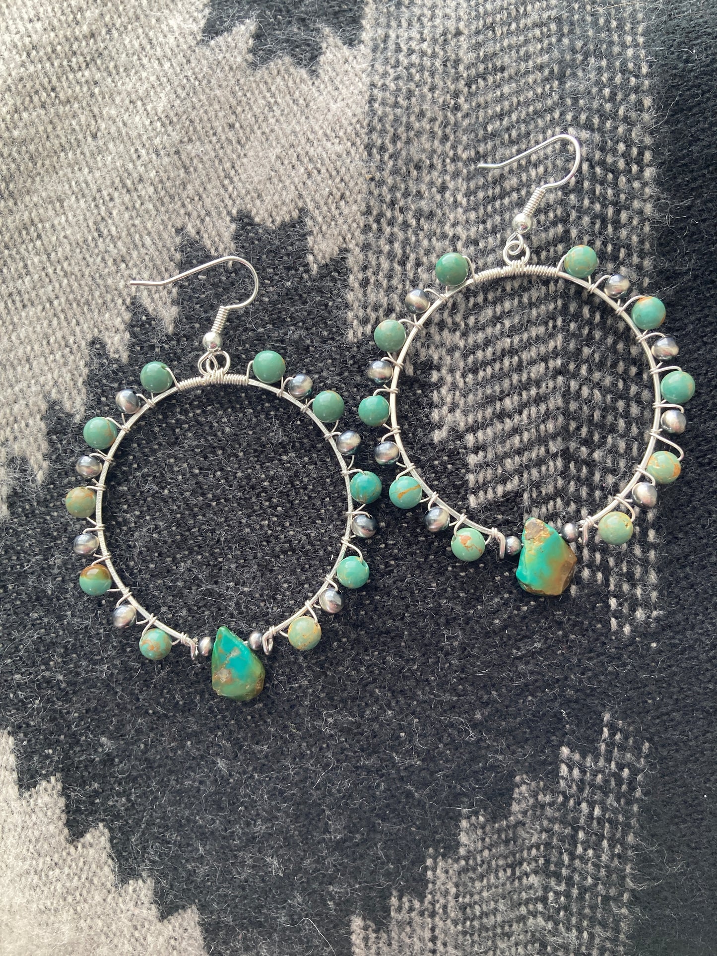 Turquoise Hoops Wrapped