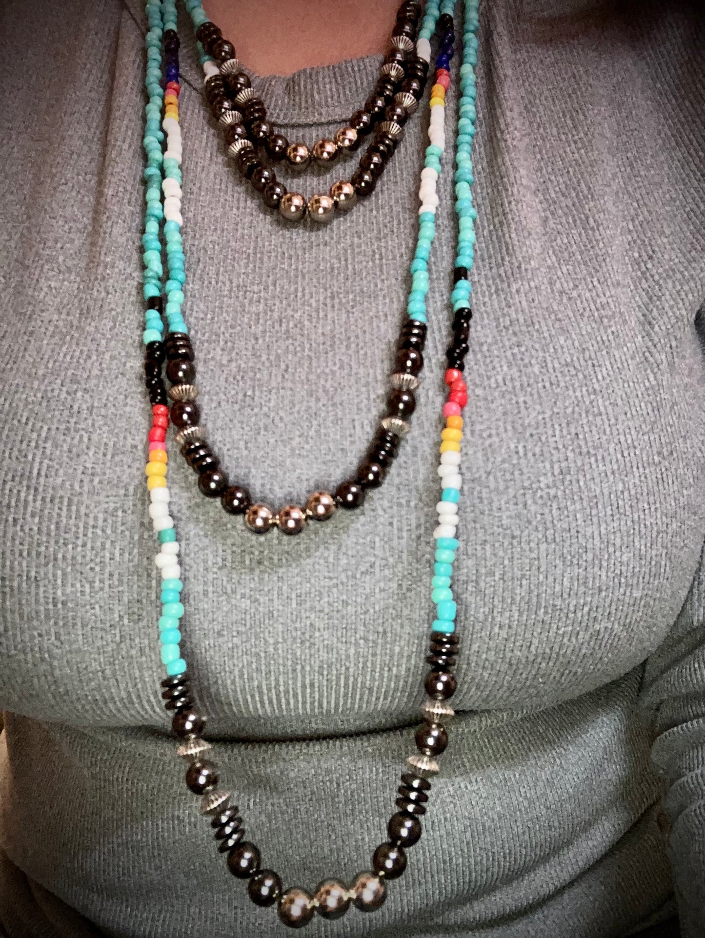 Seed Bead with Magnetic Hematite 2 in one Necklace