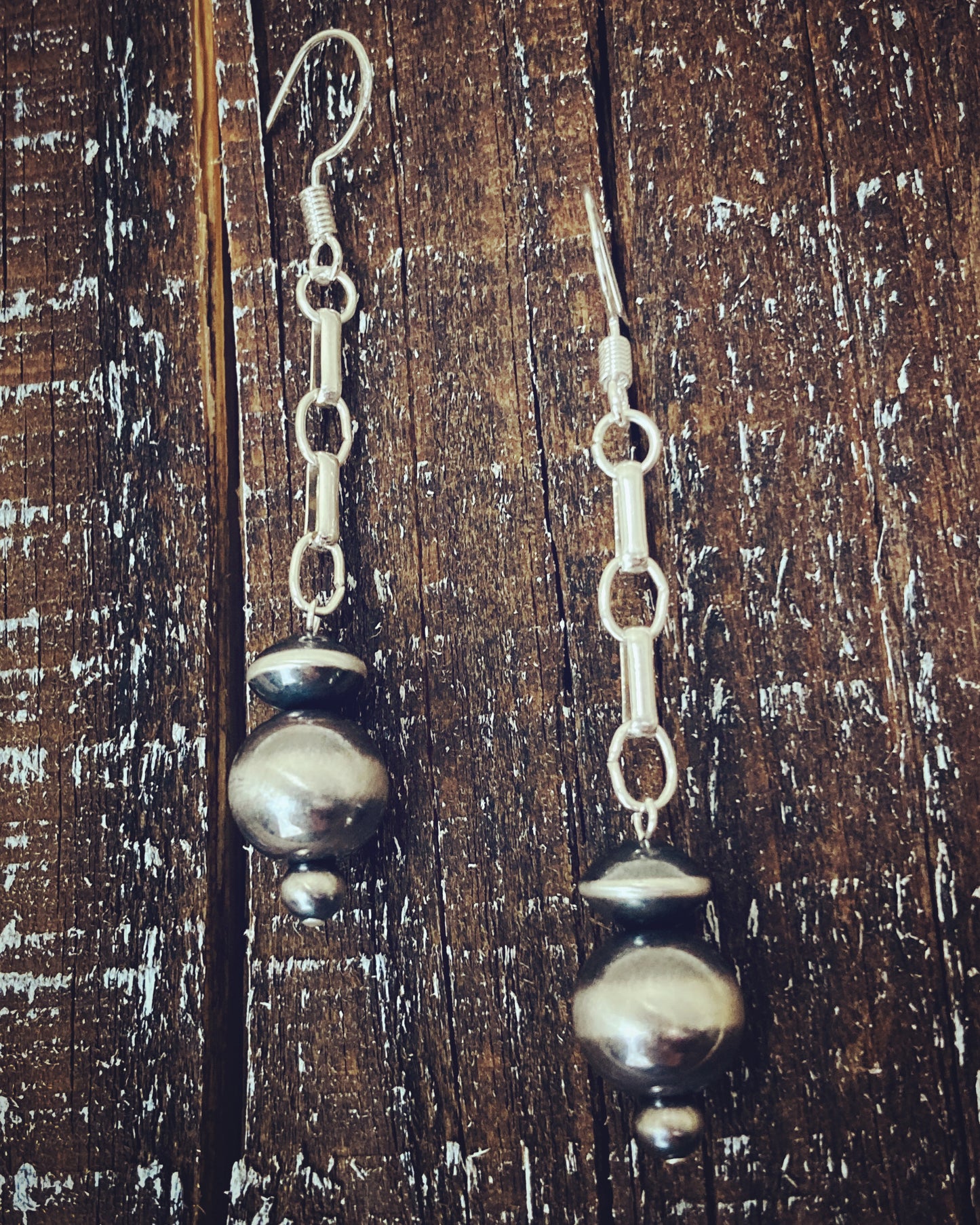 Navajo Pearl Chain Drop Earrings