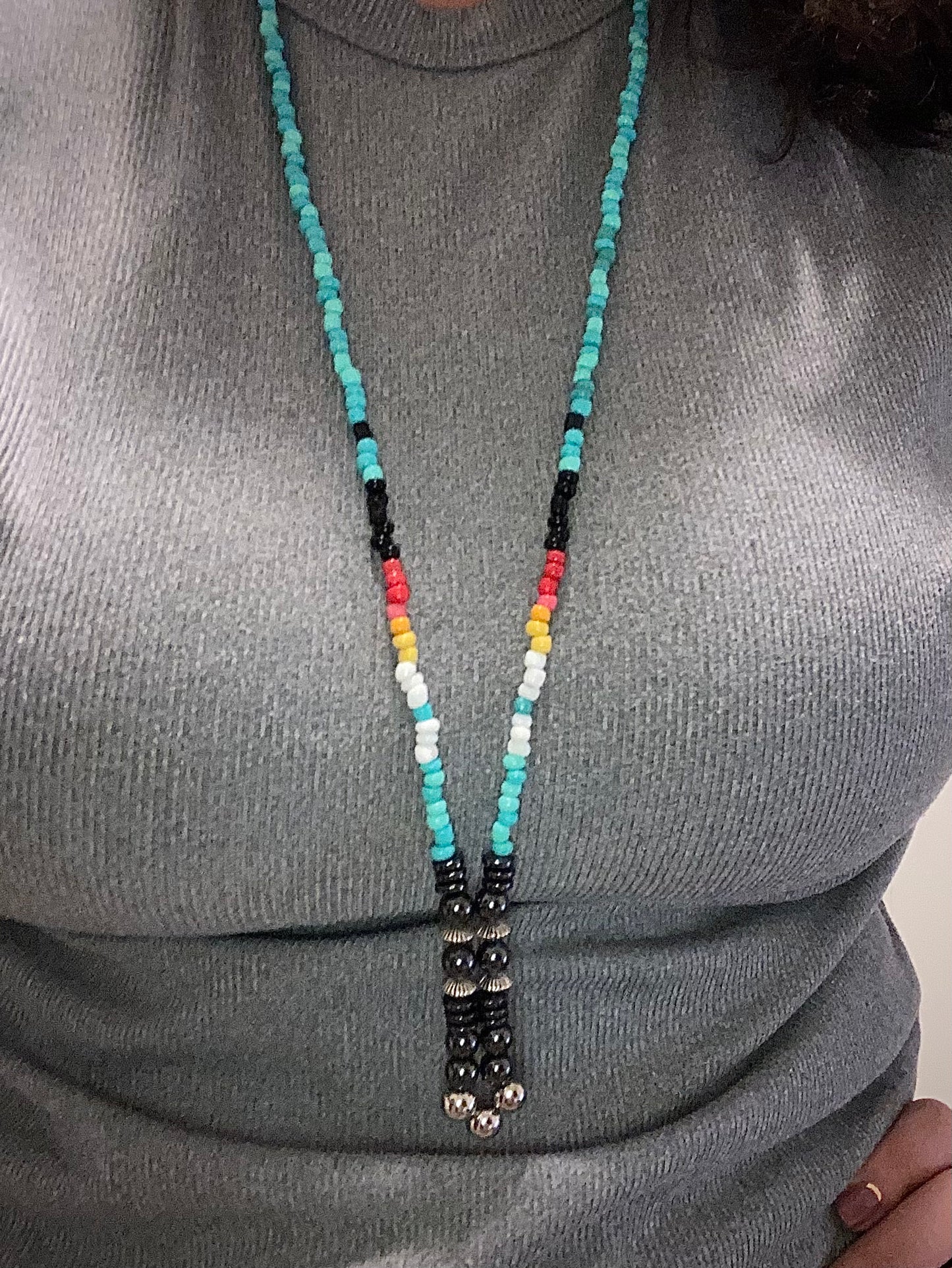 Seed Bead with Magnetic Hematite 2 in one Necklace